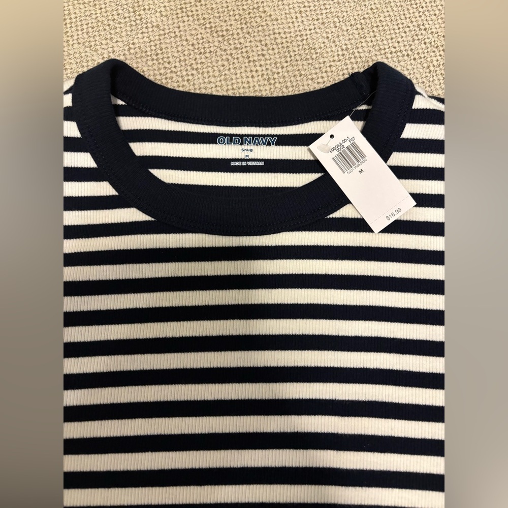 Old Navy Navy and White Striped Tee